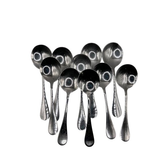 Set Of 10 Winco Retro Stainless Steel Teaspoons With Elegant Curved Handles - Picture 1 of 4